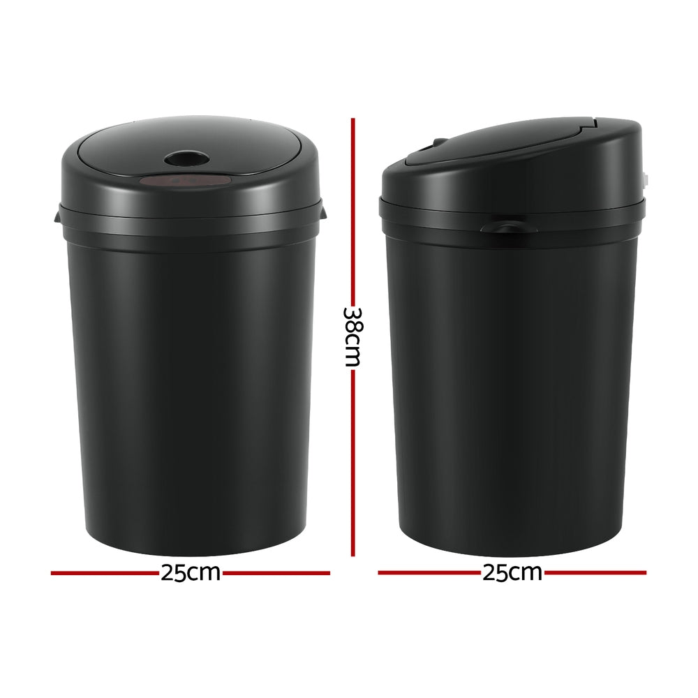 Devanti Sensor Bin Motion Rubbish Bins Kitchen Automatic Trash Can Black 9L-1