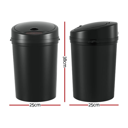 Devanti Sensor Bin Motion Rubbish Bins Kitchen Automatic Trash Can Black 9L-1