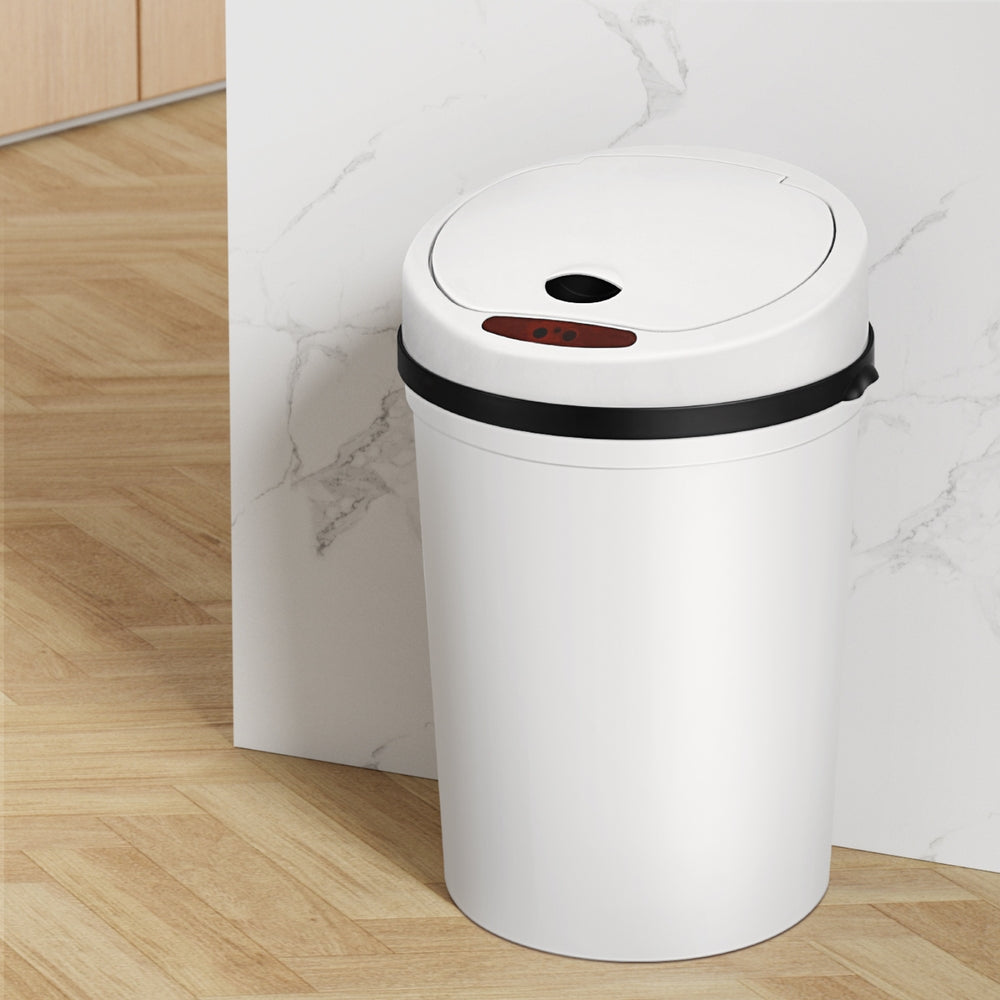 Devanti Sensor Bin Motion Rubbish Bins Kitchen Automatic Trash Can White 9L-6