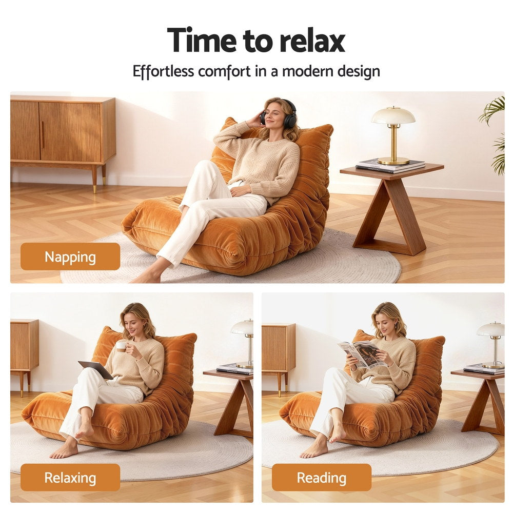 Artiss Lazy Sofa Accent Chair Floor Couch Leisure Lounge Foam Pouffe Recliner-4