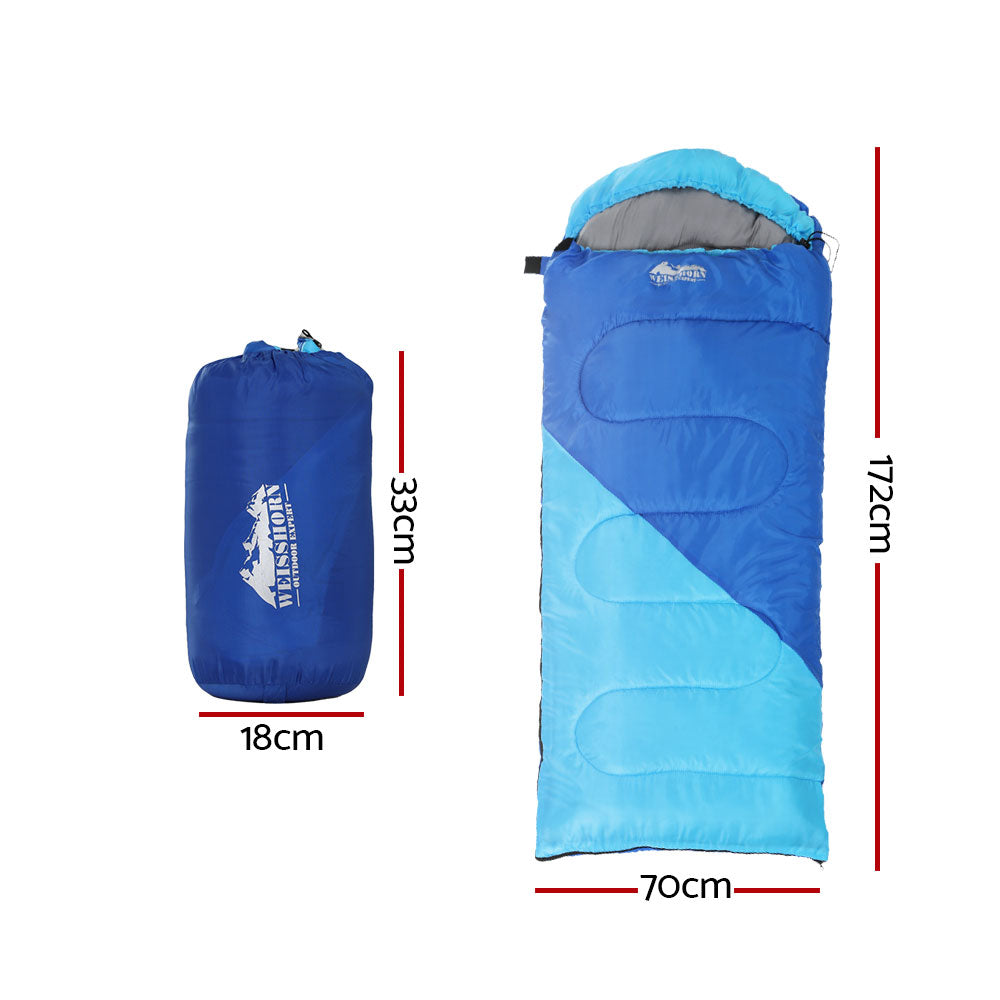 Weisshorn Sleeping Bag Kids Single 172cm Thermal Camping Hiking Blue-1