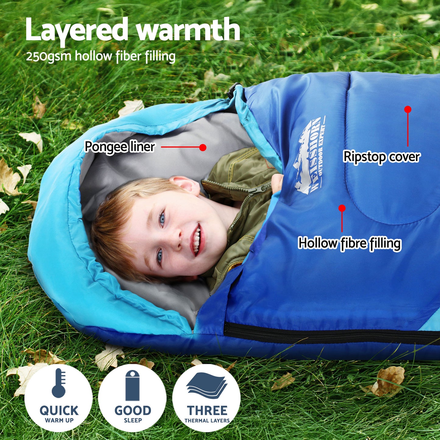 Weisshorn Sleeping Bag Set of 2 Kids Single 172cm Thermal Camping Hiking