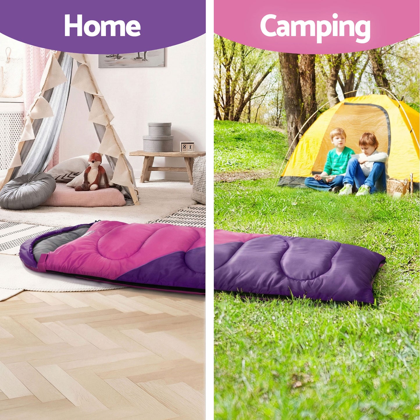 Weisshorn Sleeping Bag Set of 2 Kids Single 172cm Thermal Camping Hiking