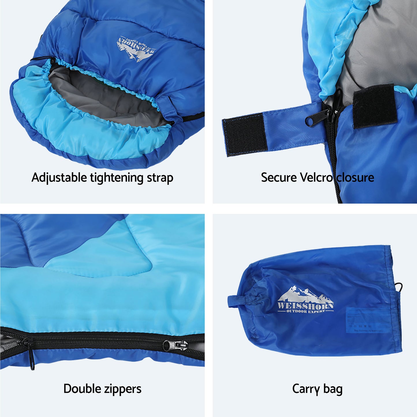 Weisshorn Sleeping Bag Set of 2 Kids Single 172cm Thermal Camping Hiking