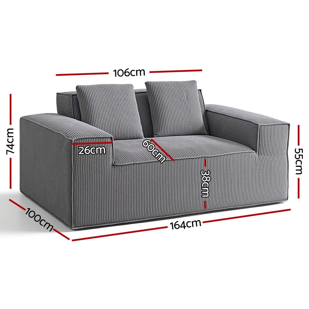 Artiss 2 Seater Sofa Loveseat Sofas Bed Couch No Assembly Corduroy Small Couches Apartement-1