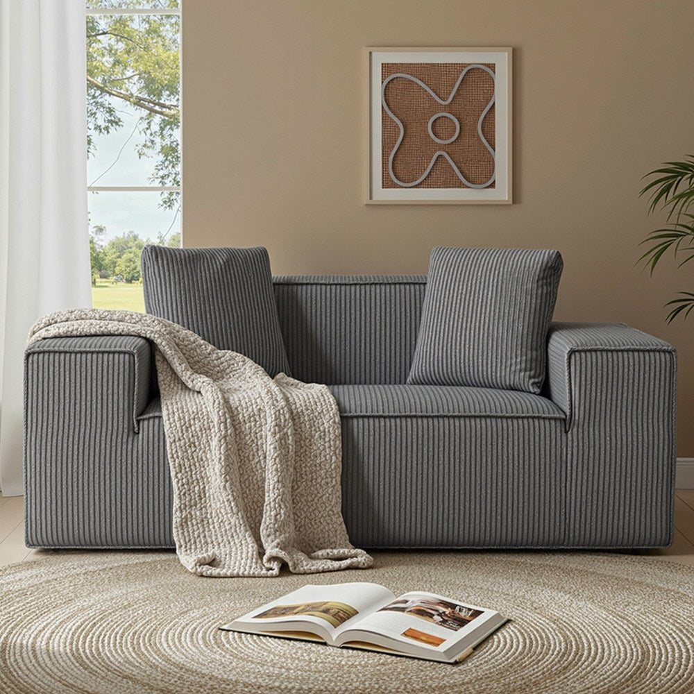 Artiss 2 Seater Sofa Loveseat Sofas Bed Couch No Assembly Corduroy Small Couches Apartement-2