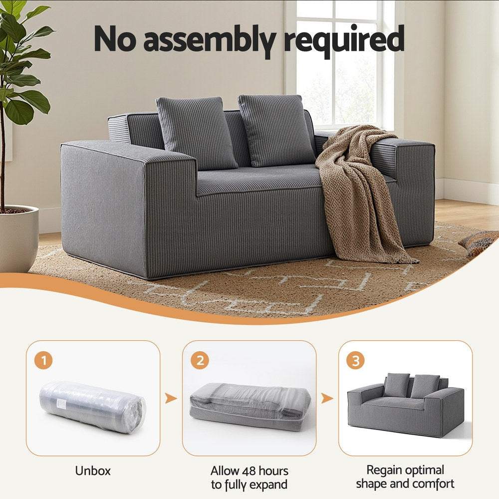 Artiss 2 Seater Sofa Loveseat Sofas Bed Couch No Assembly Corduroy Small Couches Apartement-4
