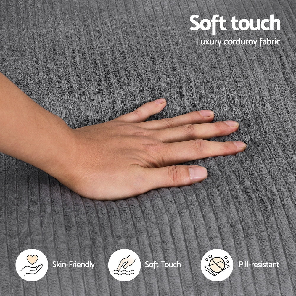 Artiss 2 Seater Sofa Loveseat Sofas Bed Couch No Assembly Corduroy Small Couches Apartement-5