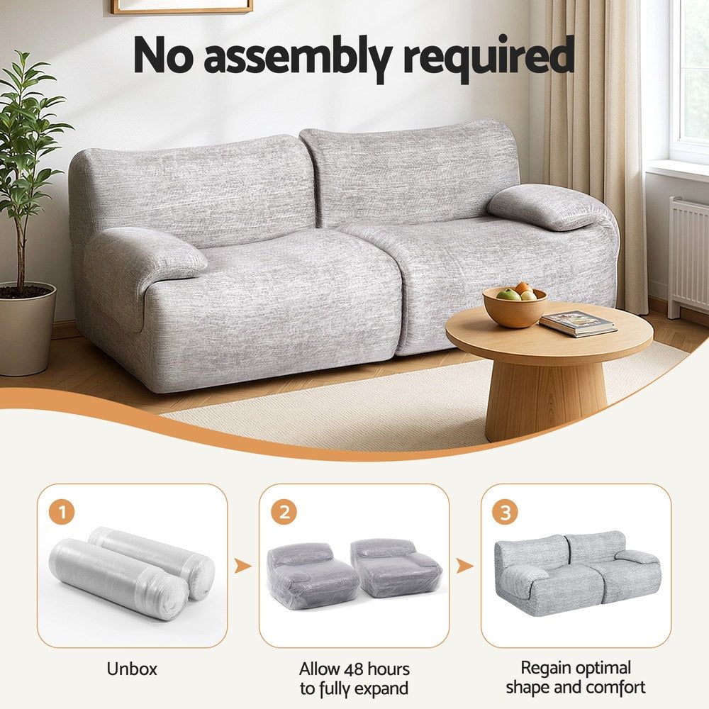 Artiss 2 Seater Sofa Modular Sectional Sofas Couch Bed No Assembly Living Room Grey-3