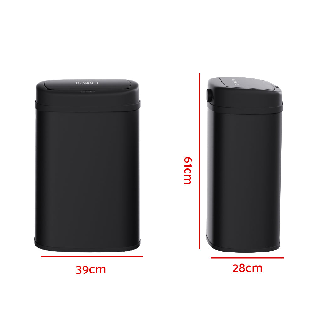 Devanti 50L Sensor Bin Motion Rubbish Automatic Black-1