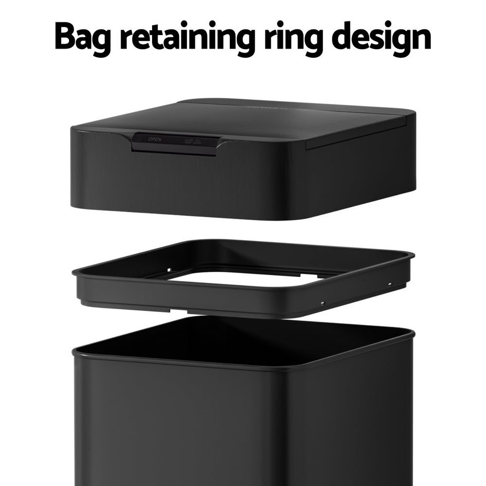 Devanti 50L Sensor Bin Motion Rubbish Bins Kitchen Automatic Trash Can Black-4