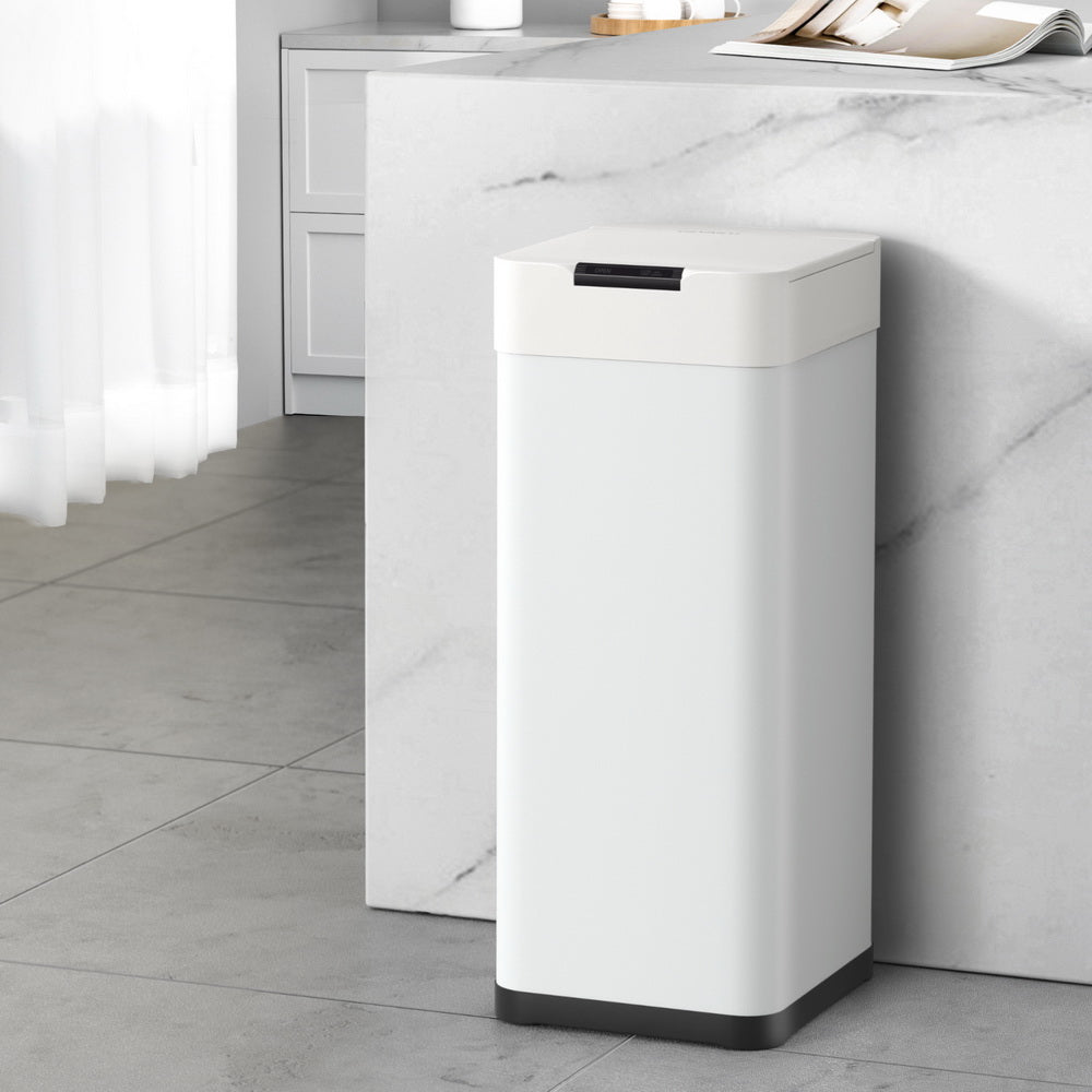 Devanti 50L Sensor Bin Motion Rubbish Bins Kitchen Automatic Trash Can White-6