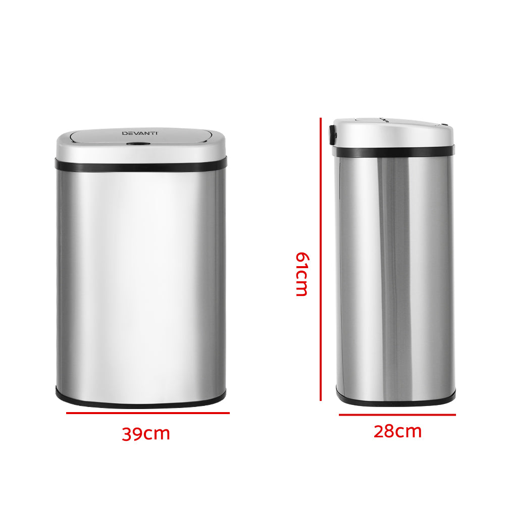 Devanti 50L Sensor Bin Motion Rubbish Automatic Silver-1