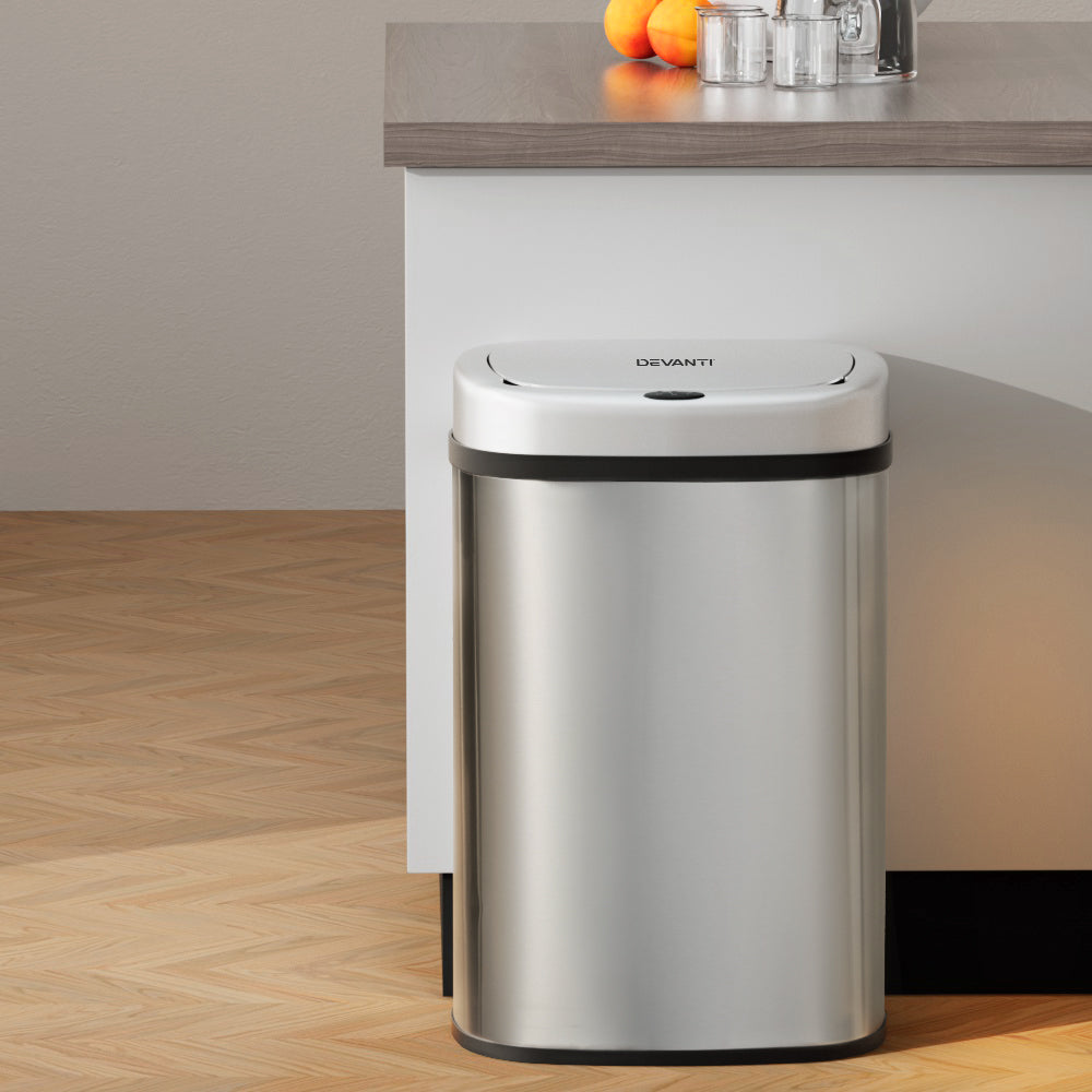 Devanti 50L Sensor Bin Motion Rubbish Automatic Silver-6