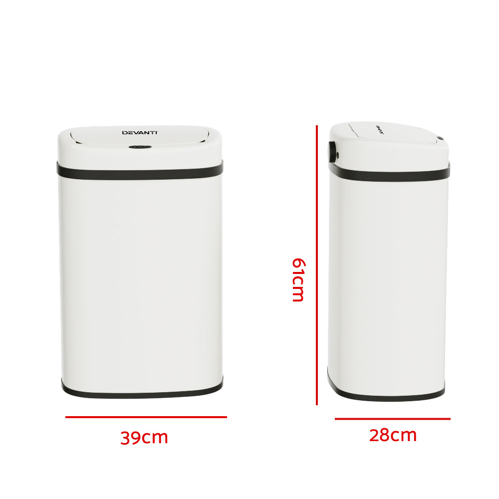 Devanti 50L Sensor Bin Motion Rubbish Automatic White-1