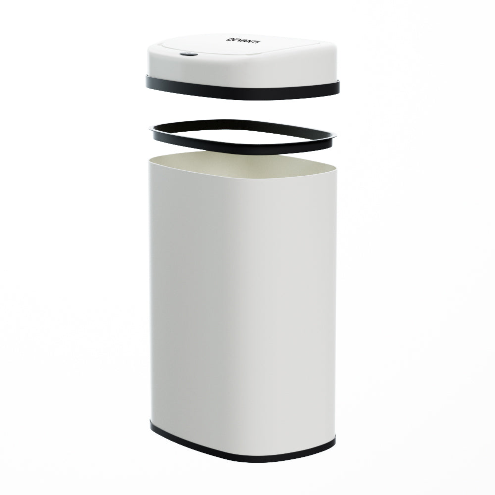 Devanti 50L Sensor Bin Motion Rubbish Automatic White-2