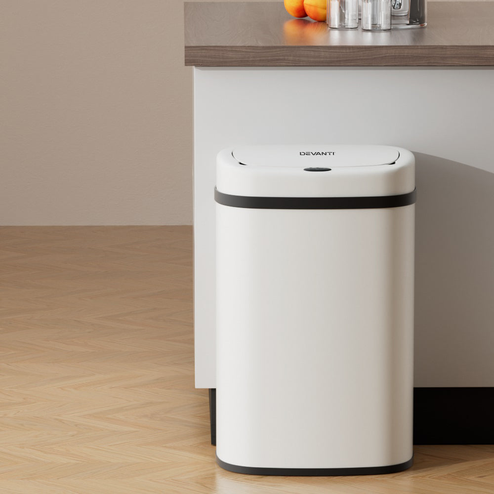 Devanti 50L Sensor Bin Motion Rubbish Automatic White-7