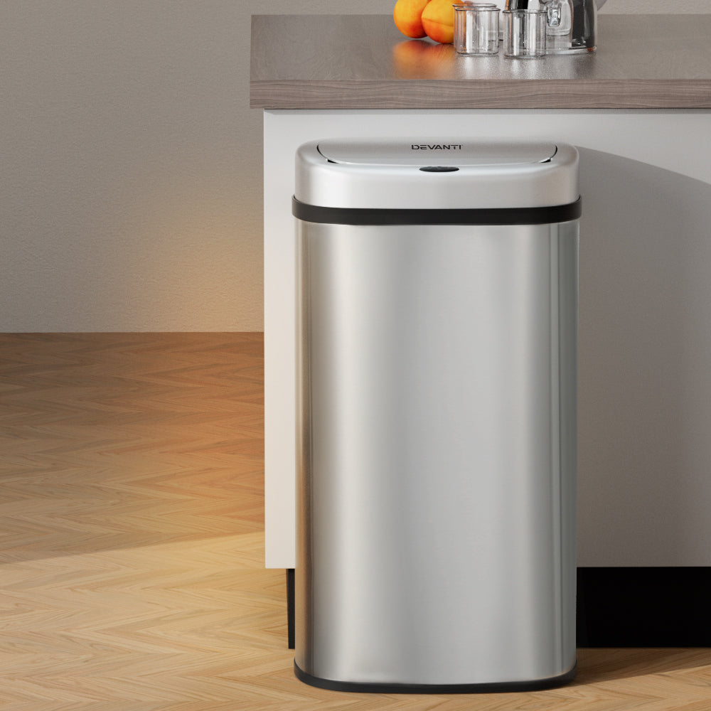 Devanti 60L Sensor Bin Motion Rubbish Automatic Silver-6