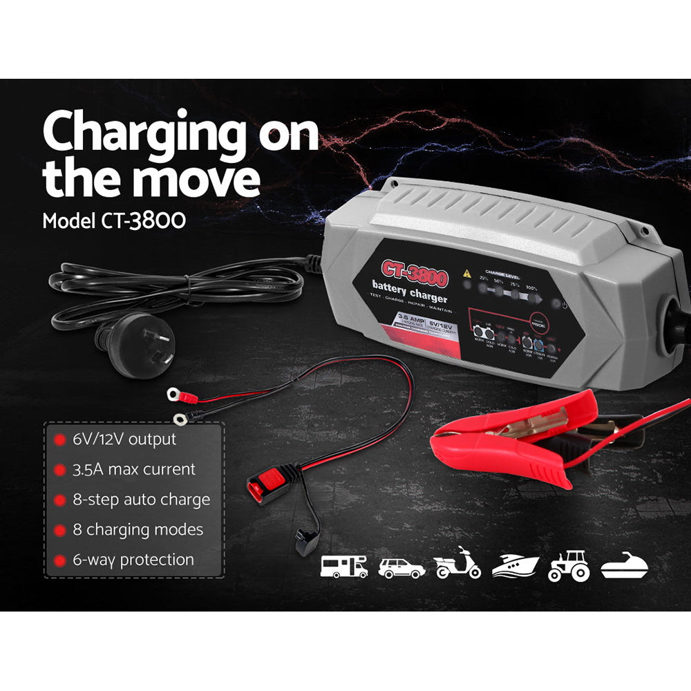 12V Automatic Car Battery Charger 6V 3.5Amp Vehicle Truck Chargers AGM-2