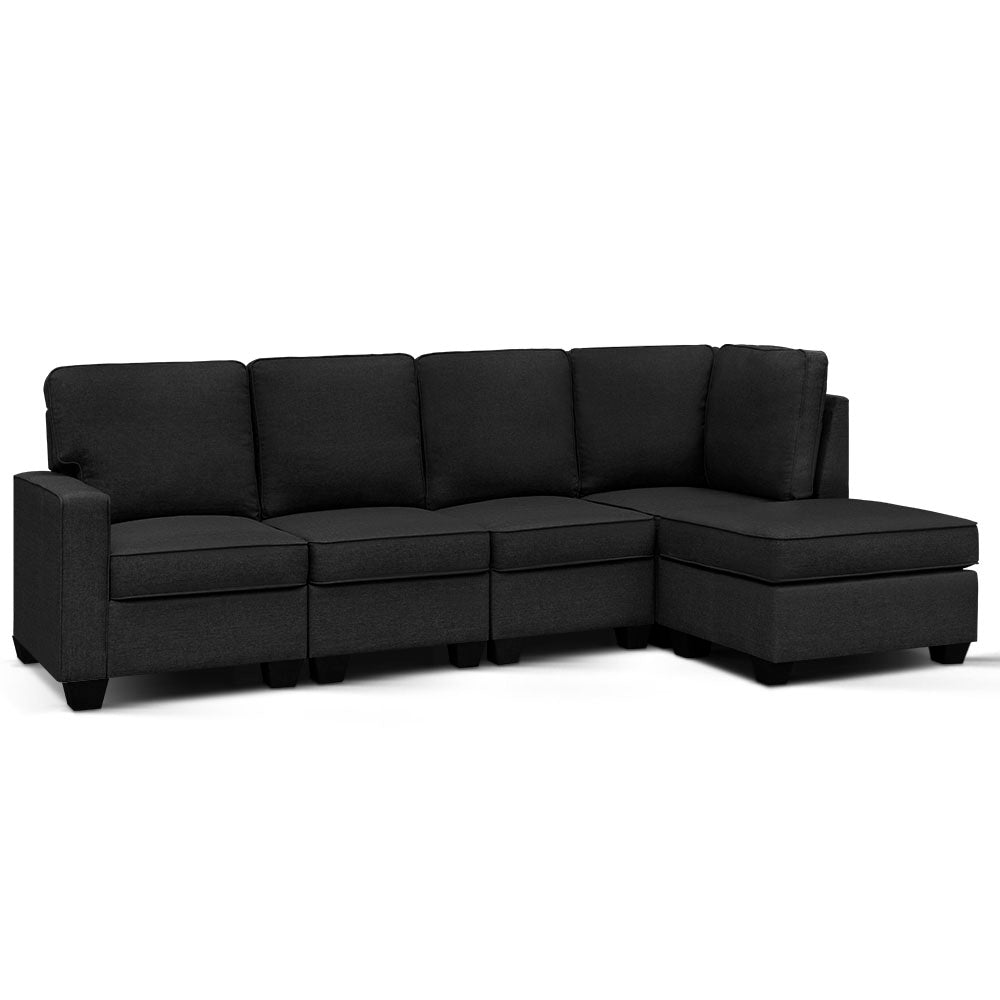 Artiss Modular Sofa Chaise Set 5-seater Dark Grey-0