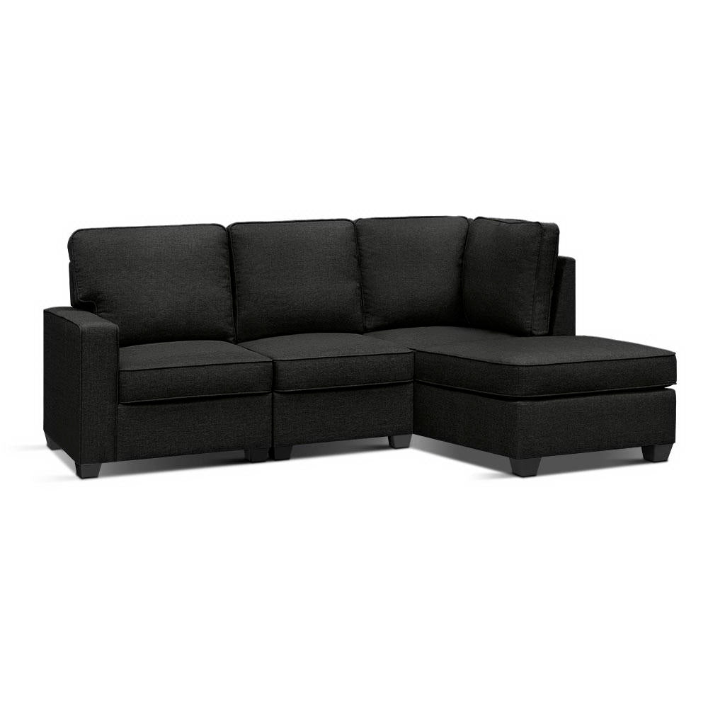 Artiss Modular Sofa Chaise Set 4-seater Dark Grey-0