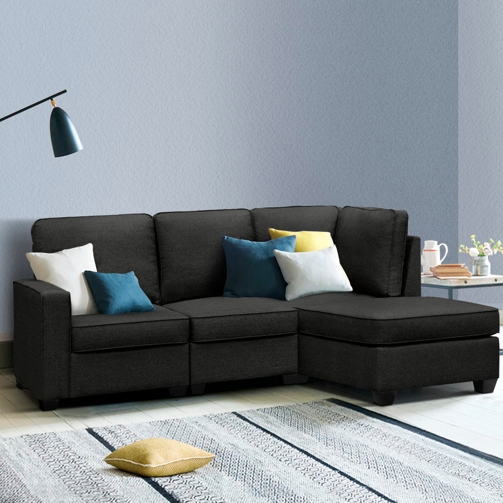 Artiss Modular Sofa Chaise Set 4-seater Dark Grey-6