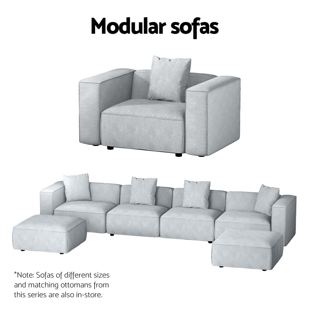 Artiss Modular Sofa Chaise Set 3-Seater Grey-5