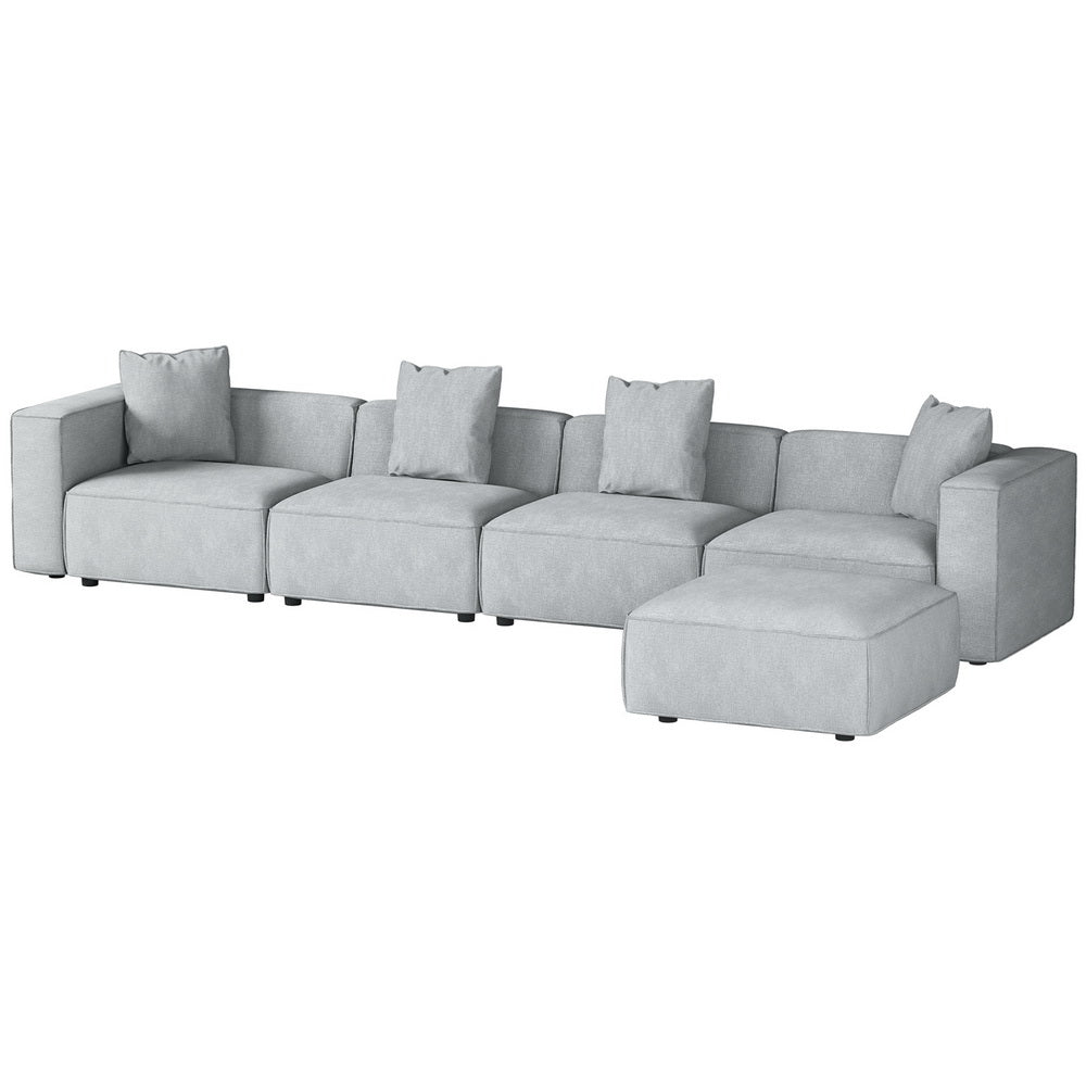 Artiss Modular Sofa Chaise Set 5-Seater Grey-0