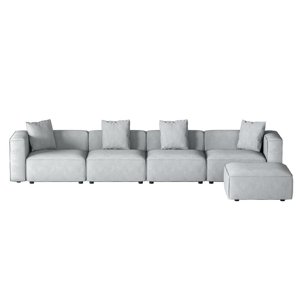 Artiss Modular Sofa Chaise Set 5-Seater Grey-2