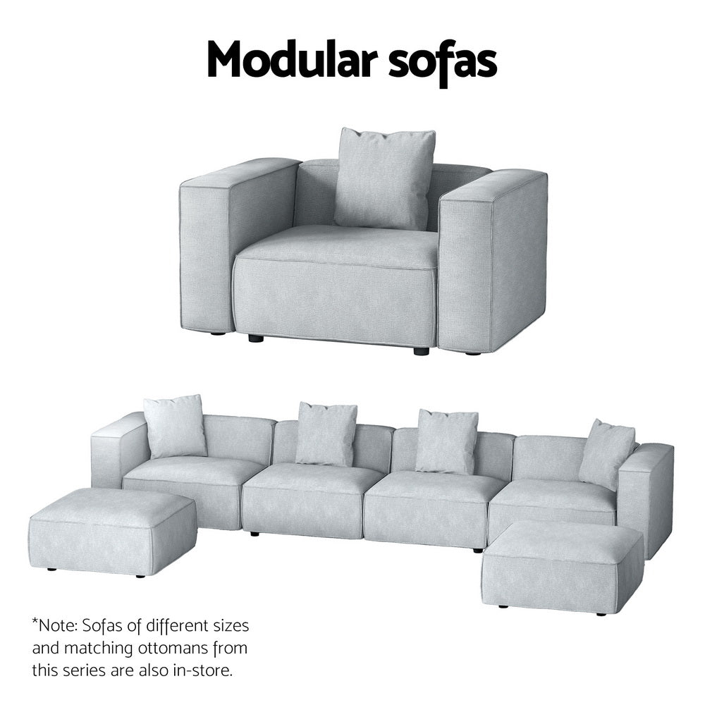 Artiss Modular Sofa Chaise Set 5-Seater Grey-5