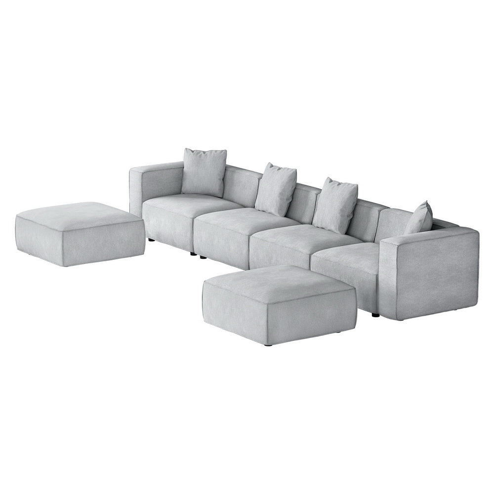 Artiss Modular Sofa Chaise Set 6-Seater Grey-0