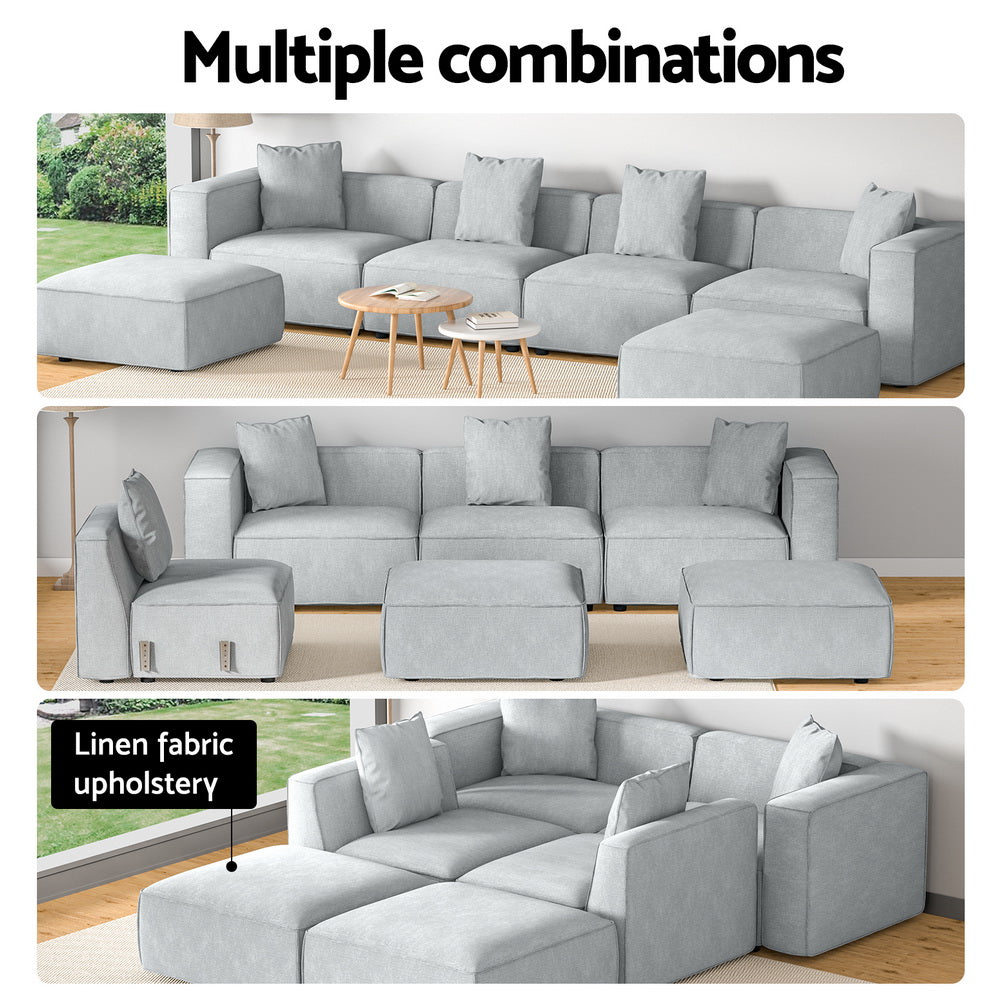 Artiss Modular Sofa Chaise Set 6-Seater Grey-3