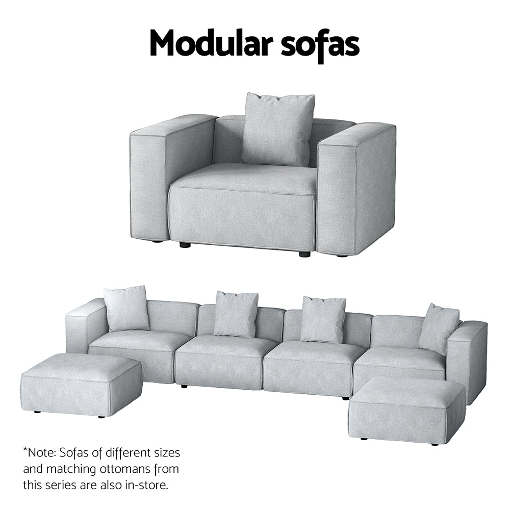 Artiss Modular Sofa Chaise Set 6-Seater Grey-5