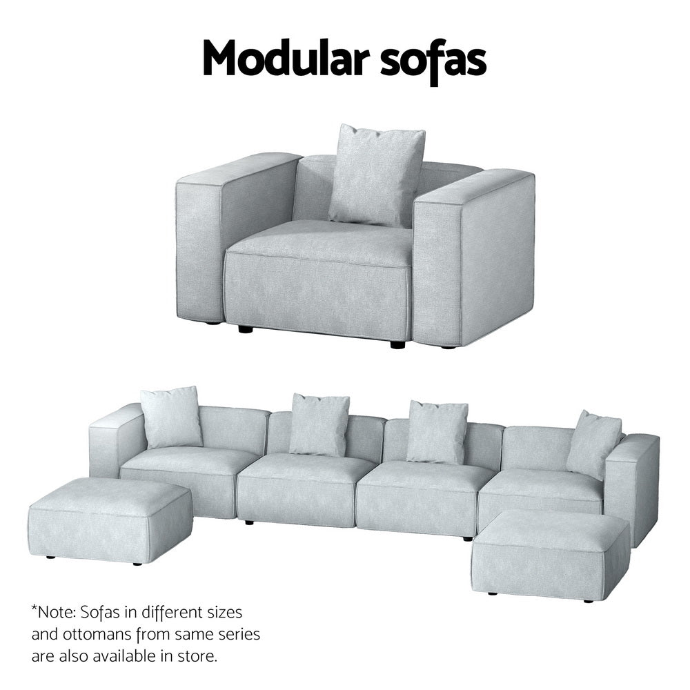 Artiss Modular Sofa Chaise Set 1-Seater Grey-5