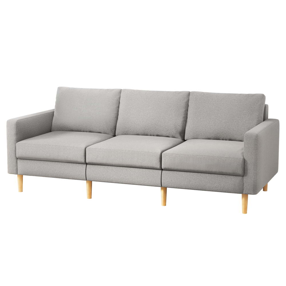 Artiss 3 Seater Sofa 225cm Linen Fabric Grey-0