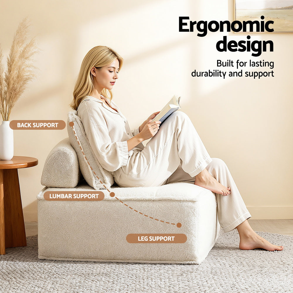 Artiss 2 Floor Sofa Lounge Chair with Pillow-3