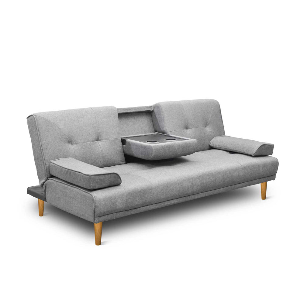 Artiss Sofa Bed 188CM Grey Faux Linen-0