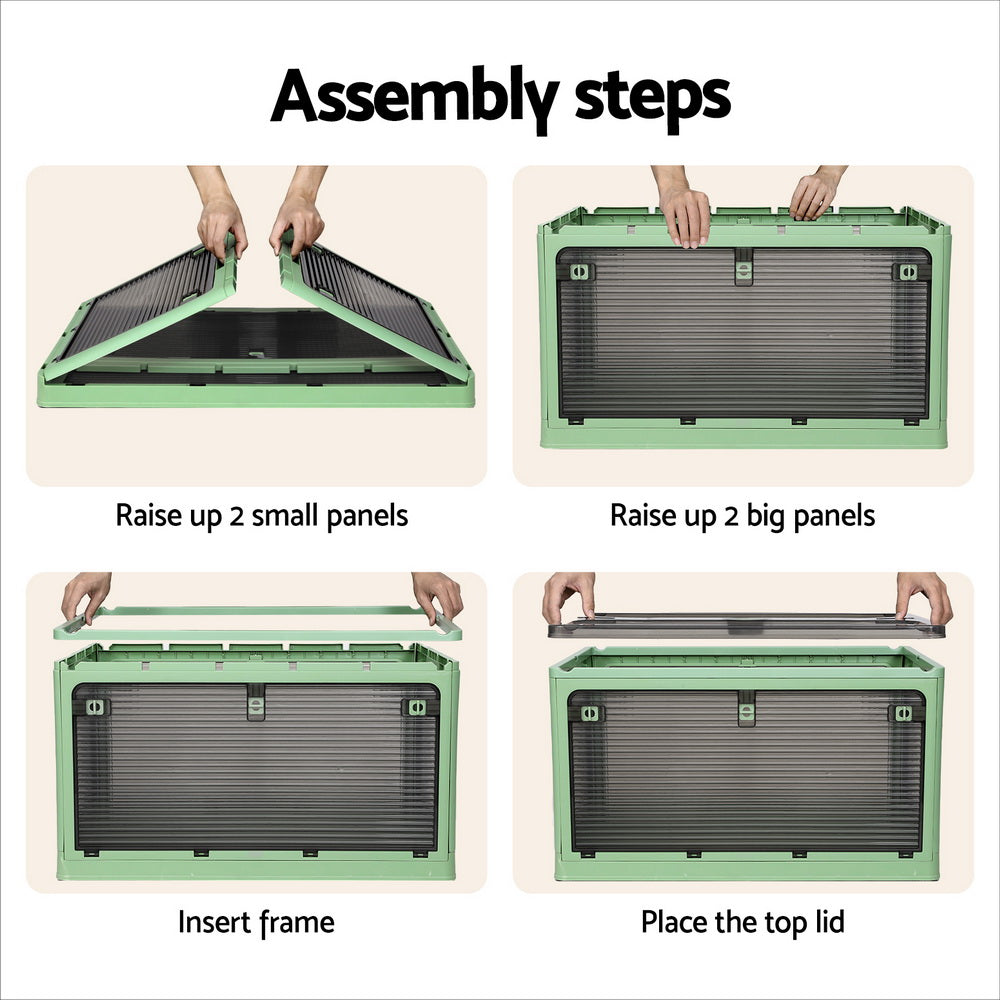 Artiss Storage Box Container Foldable Stackable 5 Sides Open Transparent 140L-4