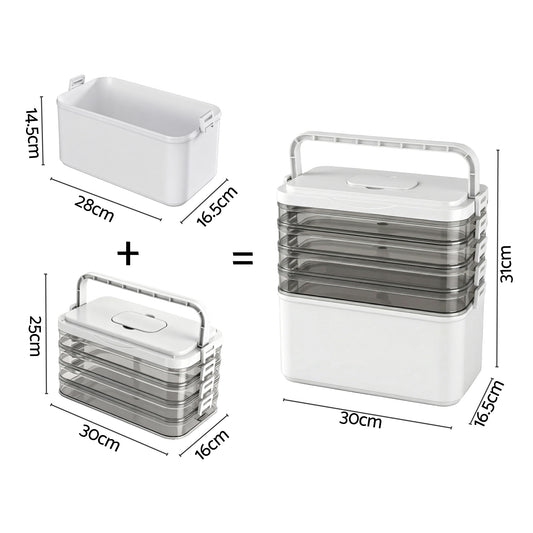 Artiss 5 Tier Portable Storage Box Detachable with Handles Plastic Clear