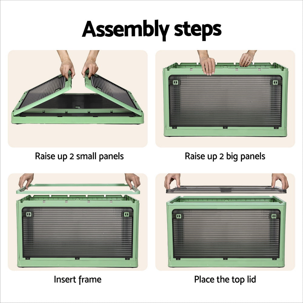 Artiss Storage Box Container Foldable Stackable 5 Sides Open Transparent 82L-4