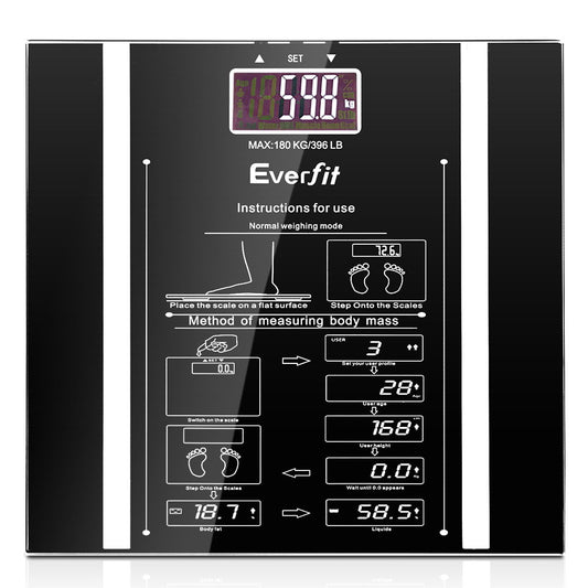 Everfit Body Fat Bathroom Scale Weighing Water Body Fat Gym 180KG-0