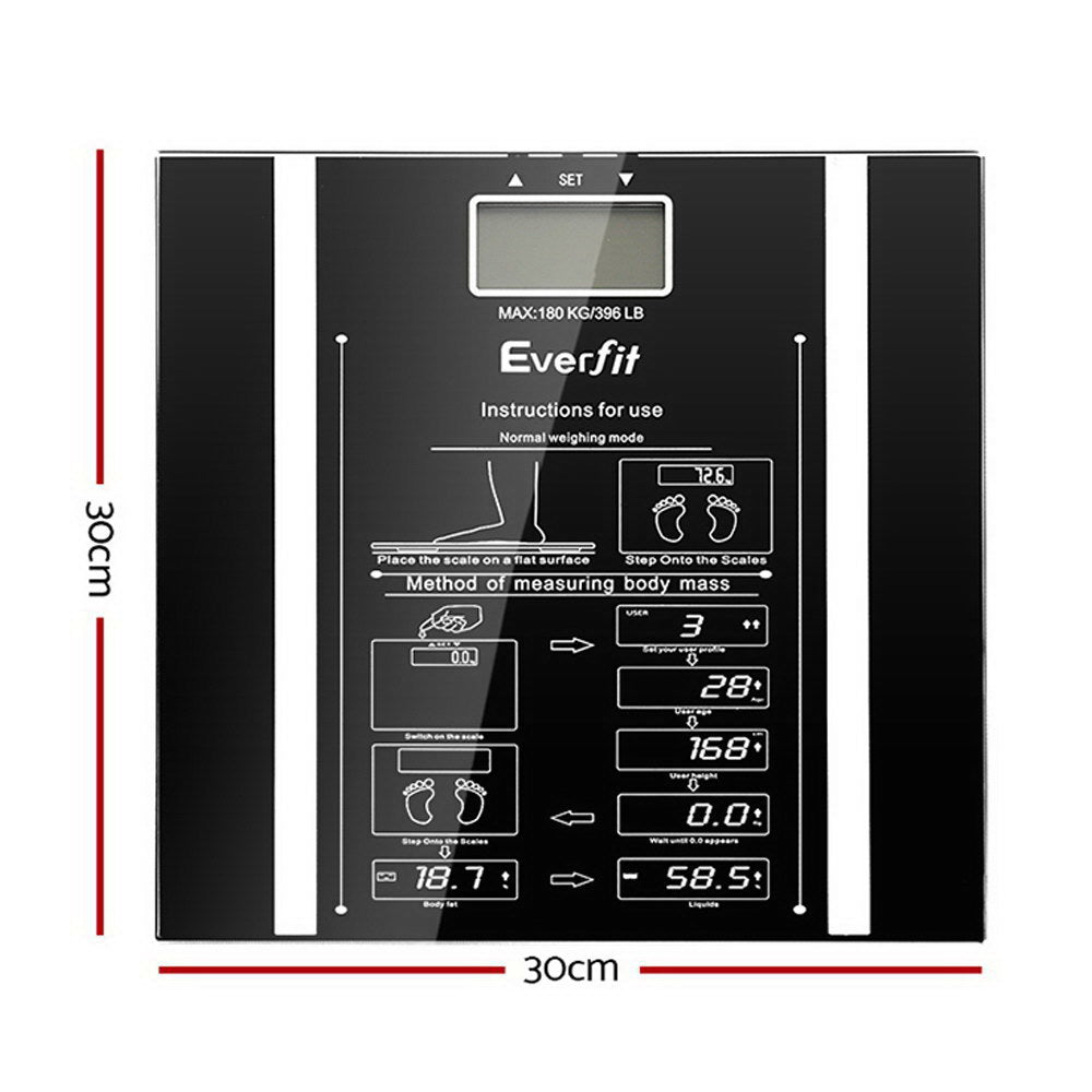 Everfit Body Fat Bathroom Scale Weighing Water Body Fat Gym 180KG-1