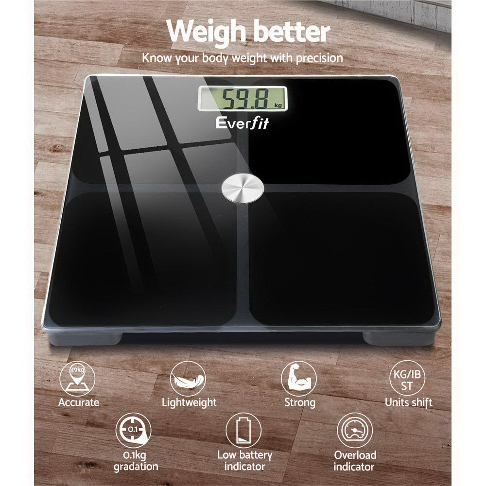 Everfit Body Fat Bathroom Scale Weighing Tracker Gym 180KG-2