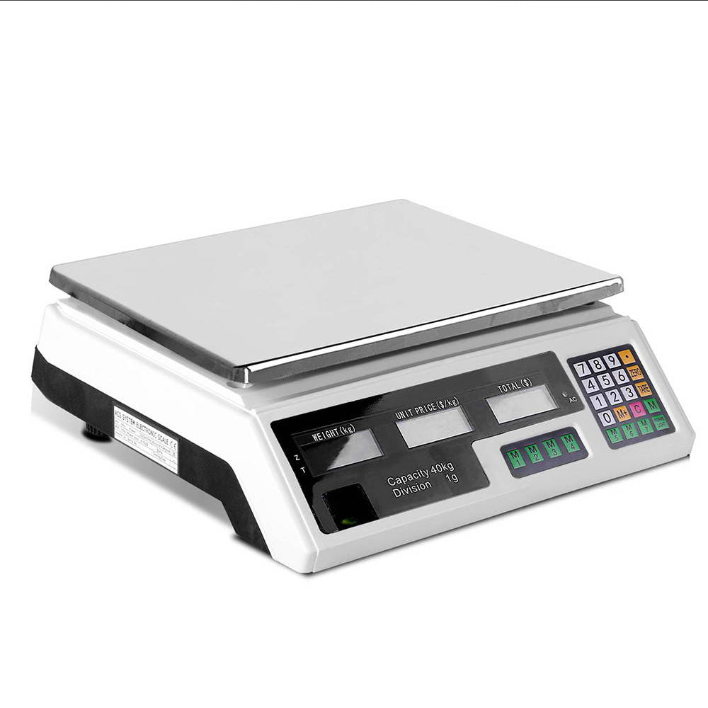 Emajin Scales Digital Kitchen 40KG Weighing Scales Platform Scales White LCD-0