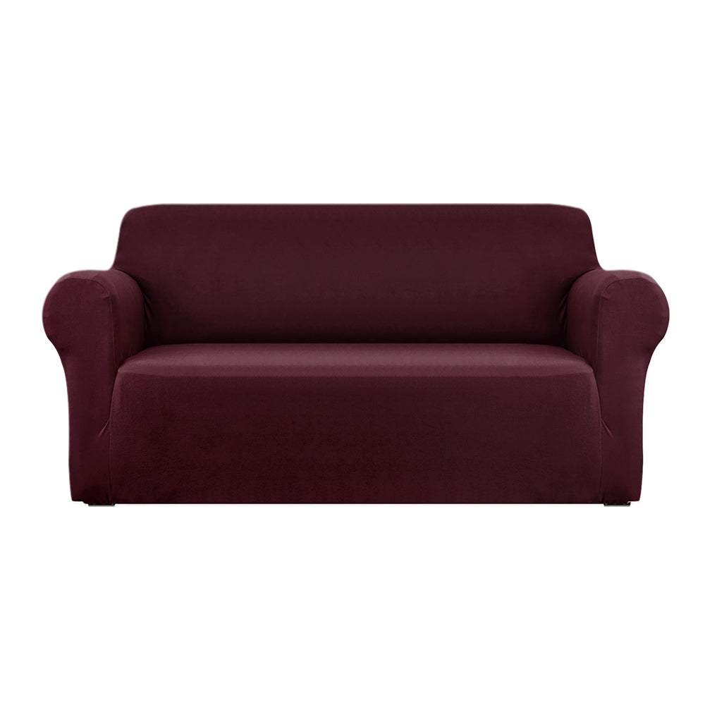 Artiss Sofa Cover Couch Covers 3 Seater Stretch Burgundy-0