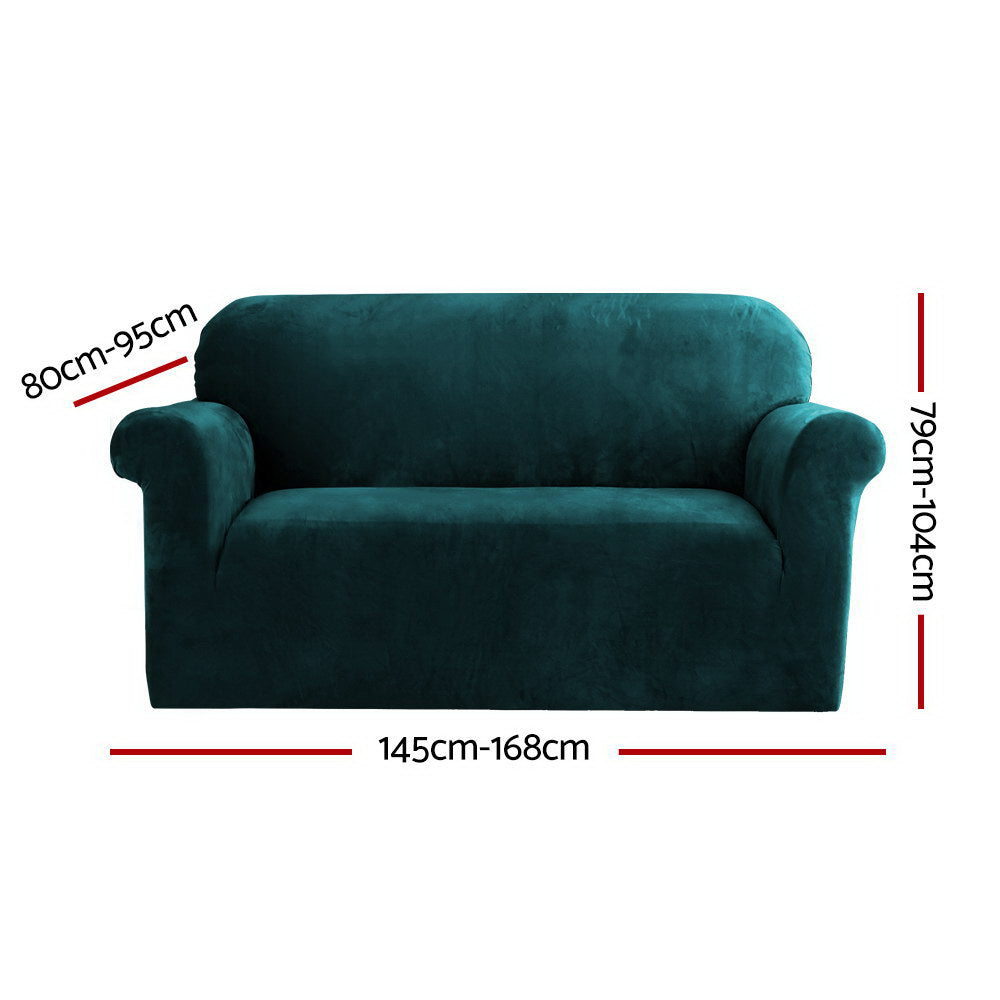 Artiss Sofa Cover Couch Covers 2 Seater Velvet Agate Green-1