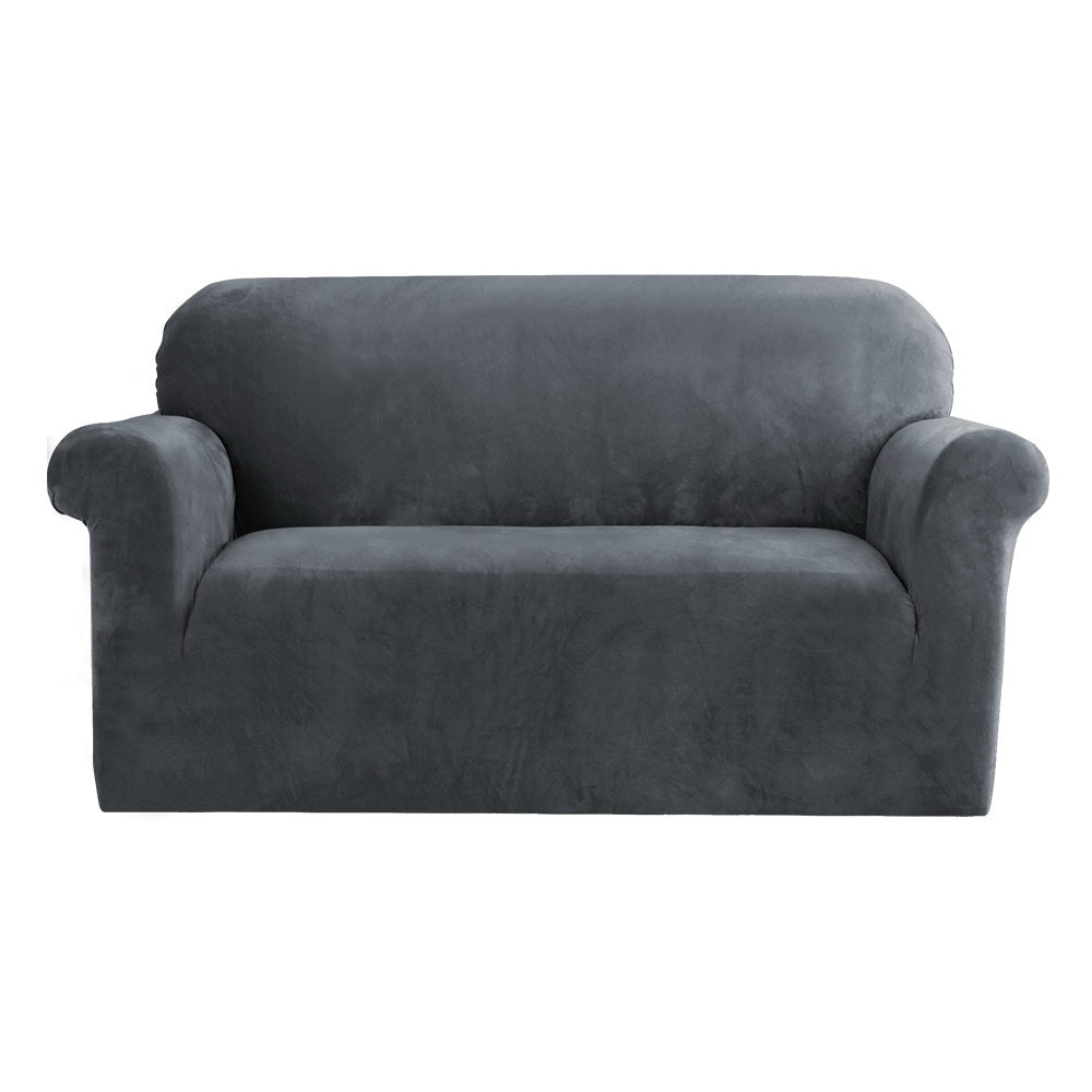 Artiss Sofa Cover Couch Covers 2 Seater Velvet Grey-0