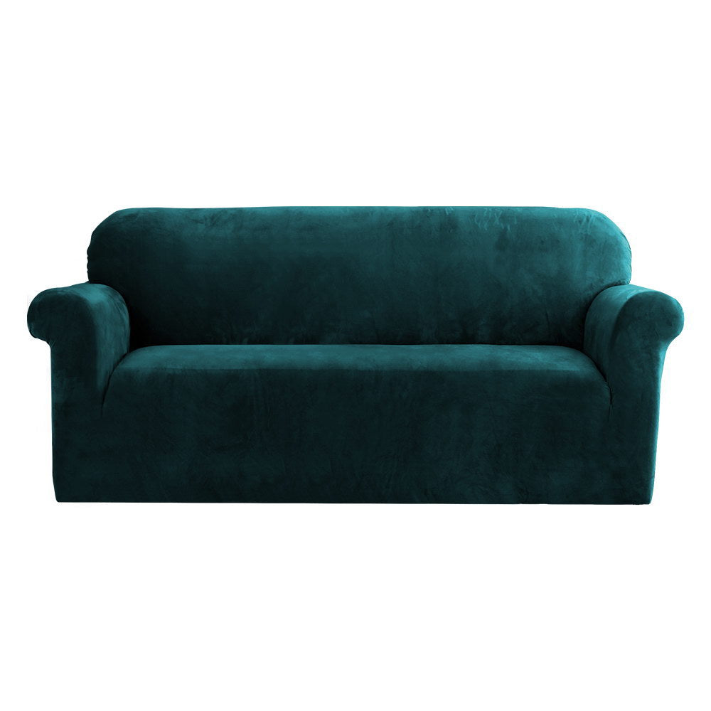 Artiss Sofa Cover Couch Covers 3 Seater Velvet Agate Green-0