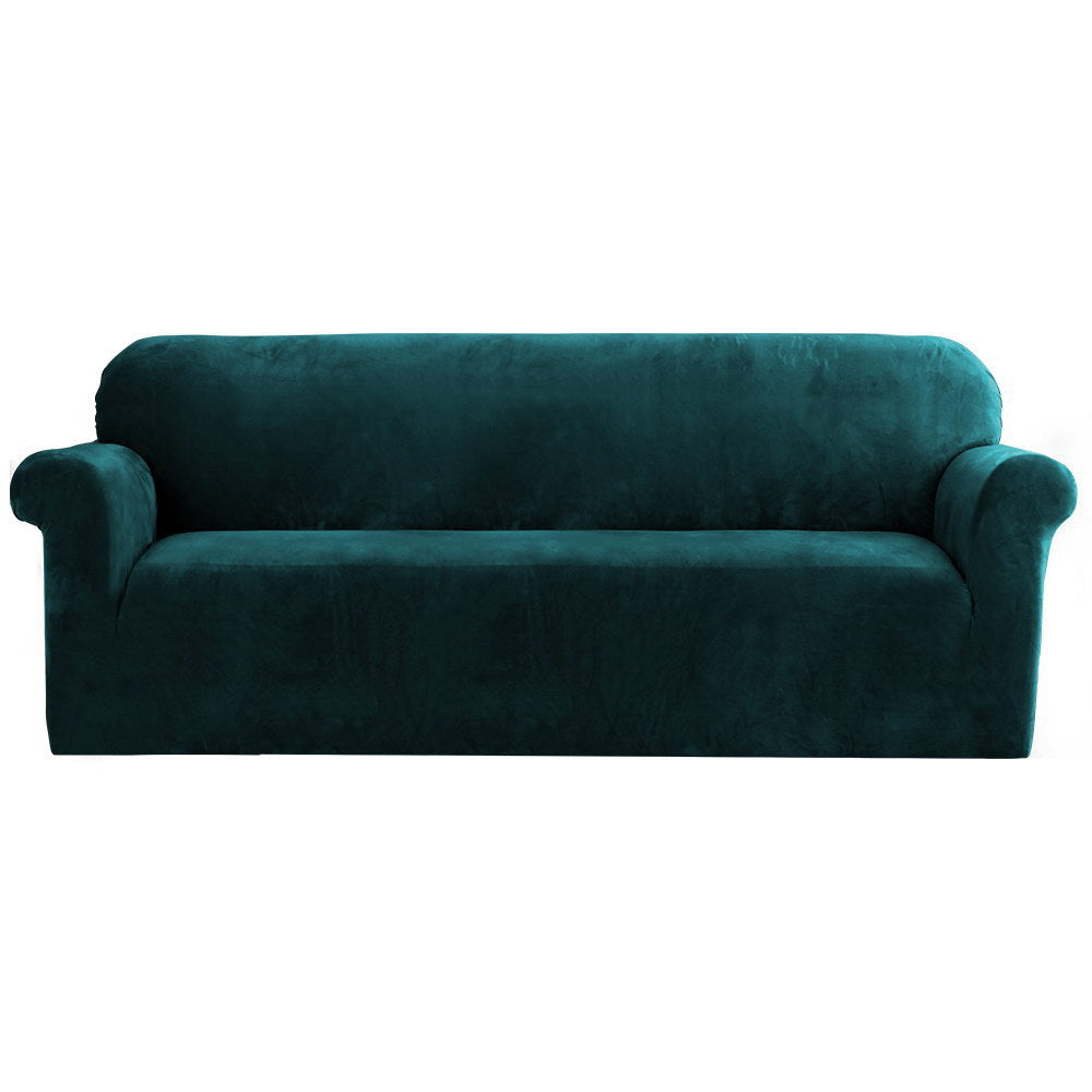 Artiss Sofa Cover Couch Covers 4 Seater Velvet Agate Green-0