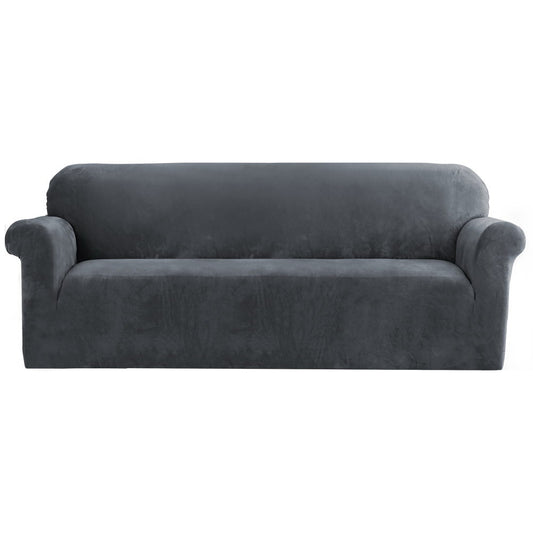 Artiss Sofa Cover Couch Covers 4 Seater Velvet Grey-0